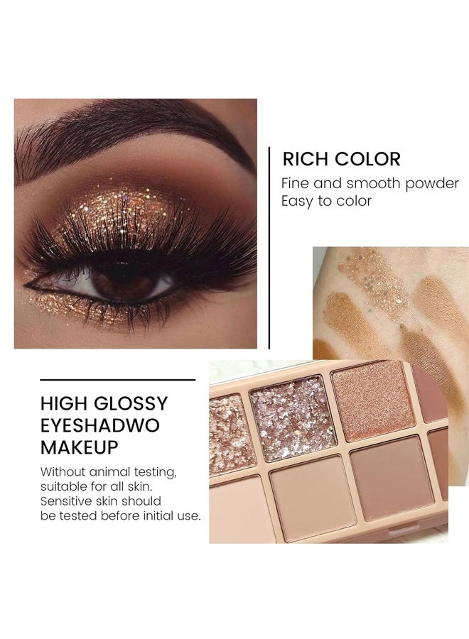 Sweet Mint 10 Colors Eyeshadow Palette,Matte&Glitter&Shimmer Eyeshadow Makeup,Naturing-Looking,Ultra-Blendable, High Pigmented, Brown Nude Neutral Eyeshadow Palette #02 Sunset - Image 5